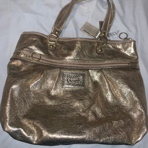 Coach Metallic Gold Poppy Tote Bag